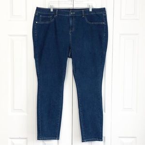 G.I.L.I. Dark Rinse Blue Denim Stretch Mid-Rise Slim Leg Jeans 20W
